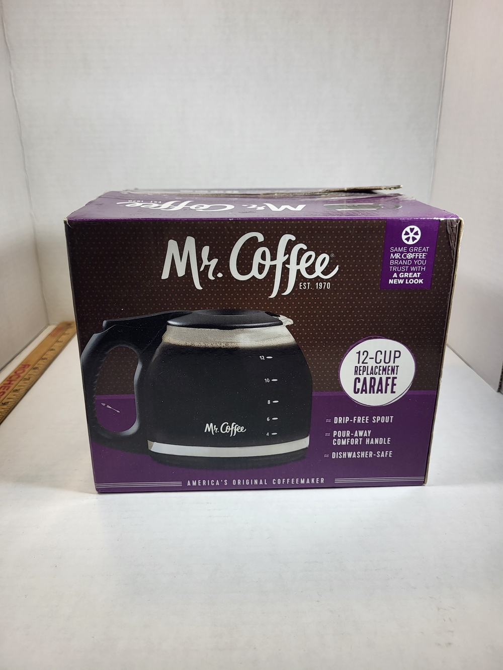 Mr. Coffee PLD12 12-Cup Replacement Glass Coffee Carafe w/ Black Lid, Never used